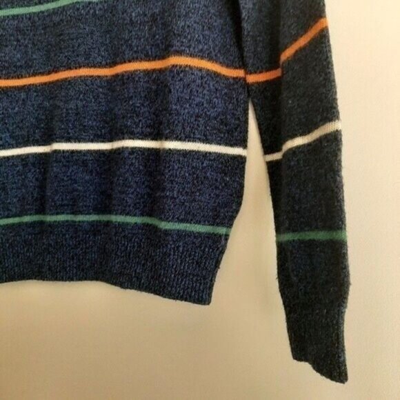 O'HANLON MILLS / Mens Pullover Sweater Navy Blue Stripes Lambswool Blend Sz S - Picture 6 of 13